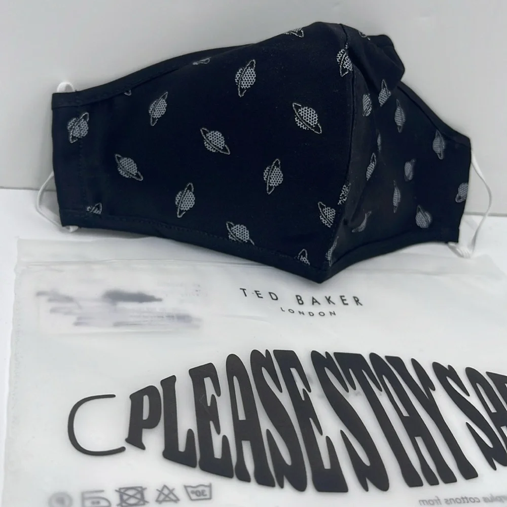 Black Face Mask with Planet Print TED BAKER LONDON Reversible Reusable NWT